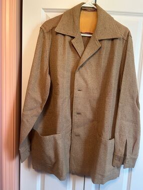 Vintage Men's Brown Pea Coat with Classic Notch Collar